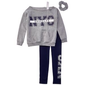 Freestyle Girls  Brooklyn 2Pc Fleece Legging Set, Grey